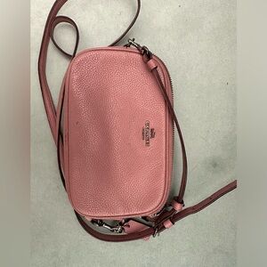 dusty pink leather coach bag